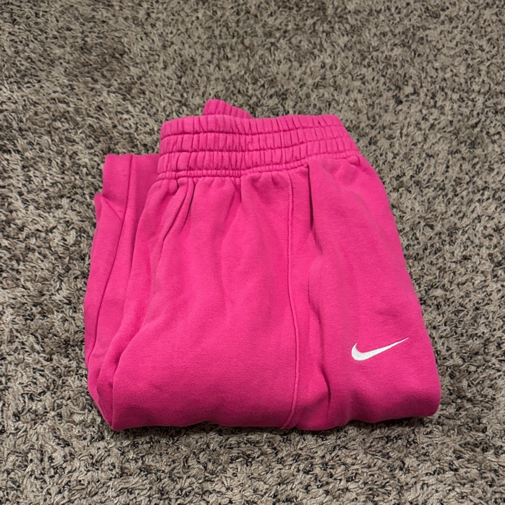 Nike Kids Hot Pink Fleece Joggers with White Swoosh